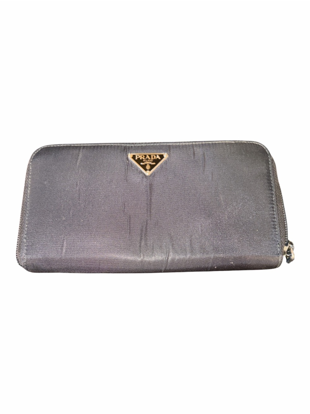 ⁠PRADA Vintage Black Tessuto Nylon Zip Around Wallet Triangle Logo